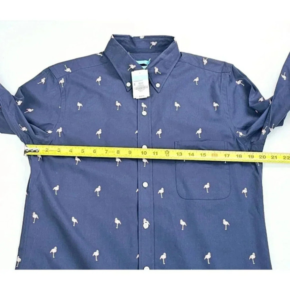 J. Mclaughlin Modern Fit Size Small Men Mavy Pink Flamindo Button Down Shirt NWT - Picture 3 of 10